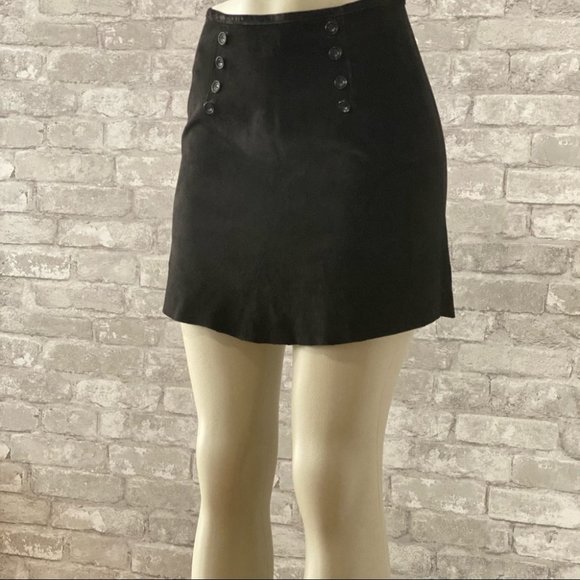 Dresses & Skirts - NWOT Black Suede Mini Skirt with Button Details